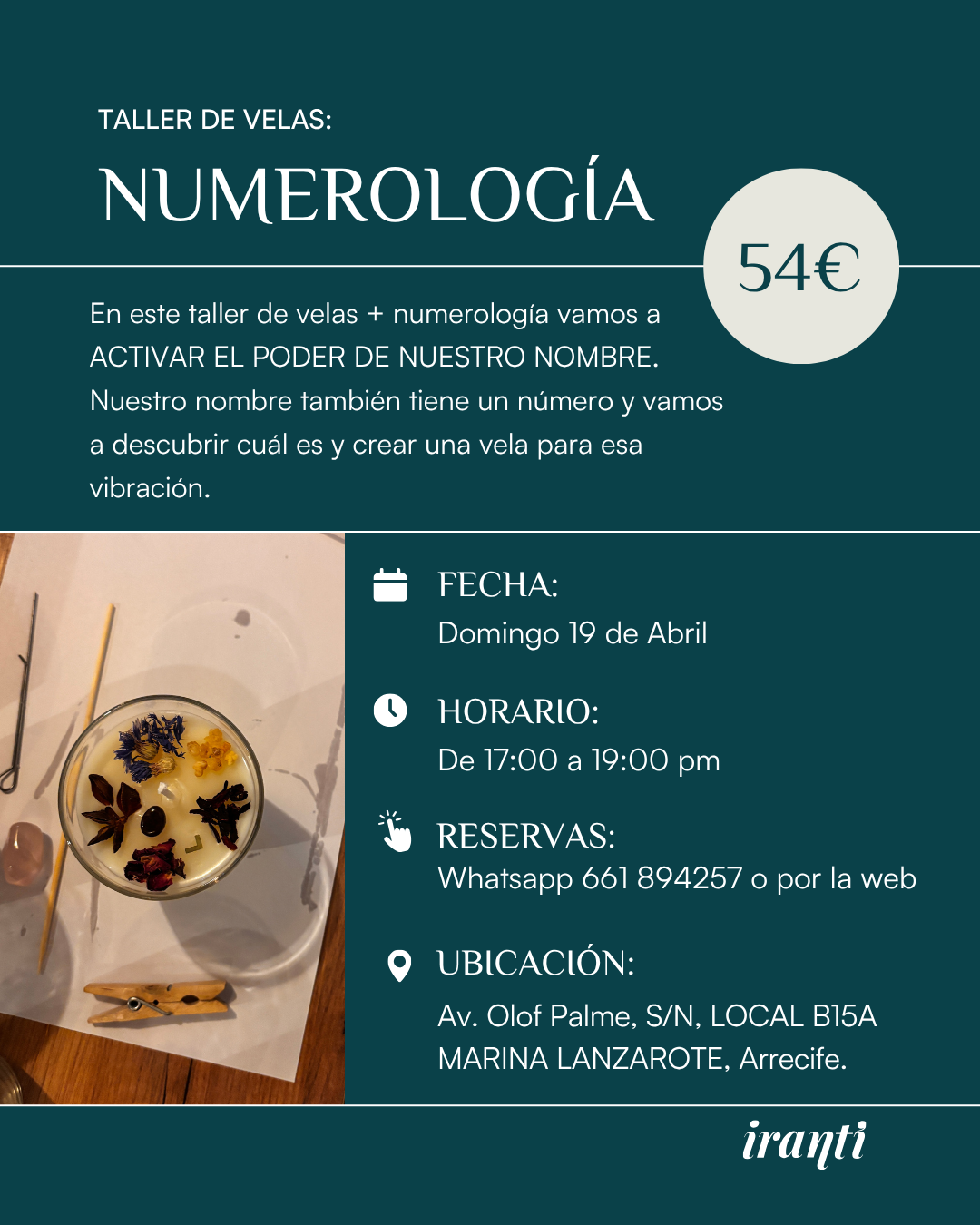 Taller de velas + Numerología 19 de Abril