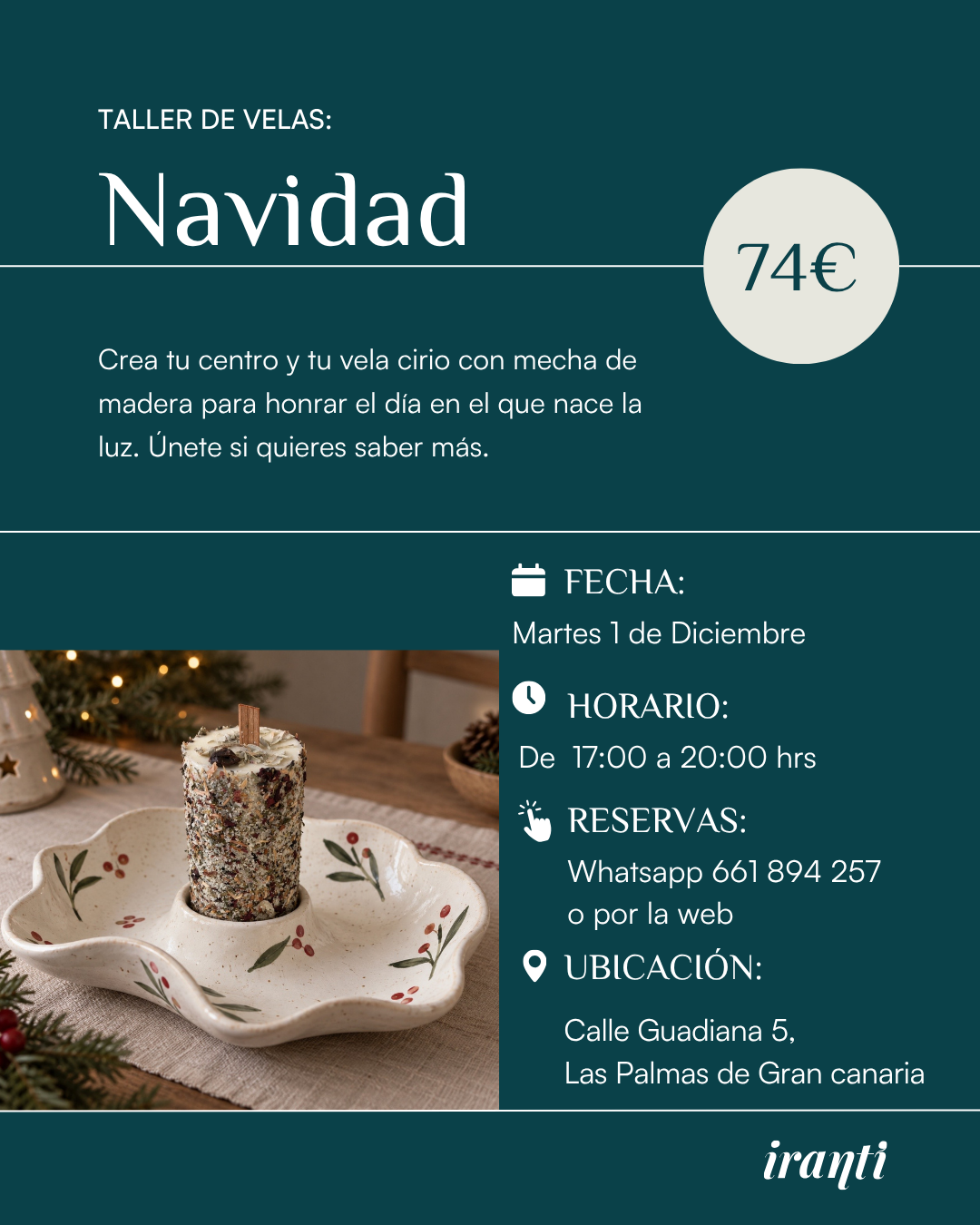 Taller de Navidad 2 de Diciembre // crea tu cirio y cuenco de poder
