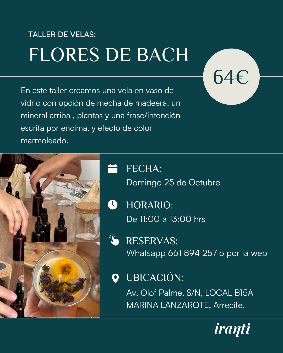 Taller de velas + flores de bach 25 de Octubre