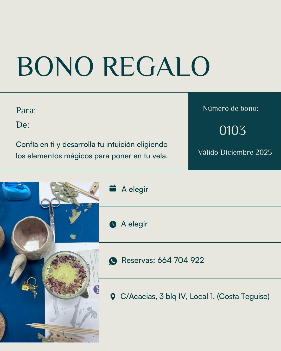 BONO REGALO - Taller de Velas de Soja Lanzarote.