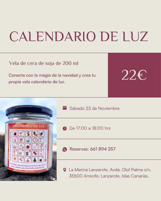 Taller de velas "Calendario de luz" 23 de Noviembre.
