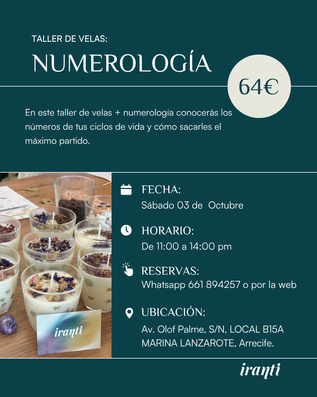 Taller de velas + Numerología 03 de Octubre